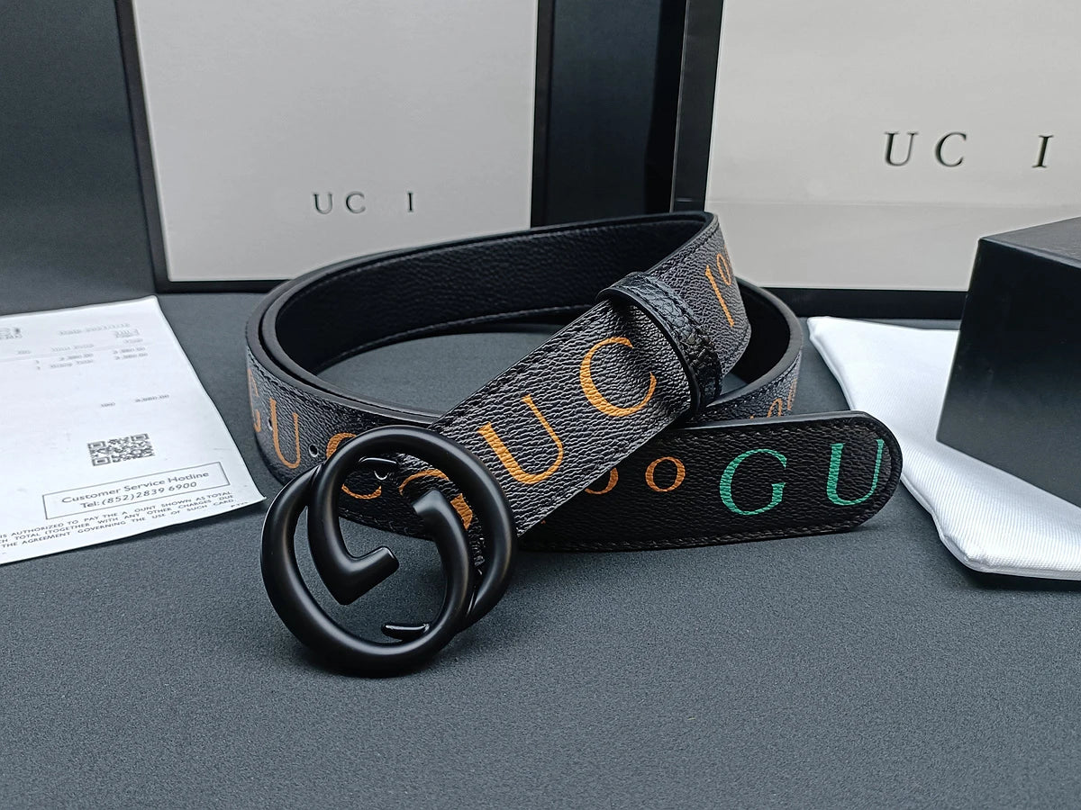 Italian High-end Genuine Leather Men's Belt, Classic Printed Business Belt, Personalized Double G Belt, Multi-functional