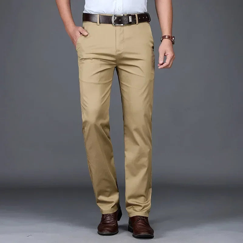 NONECN Summer Slim Fit Men's Cotton Suit Trousers