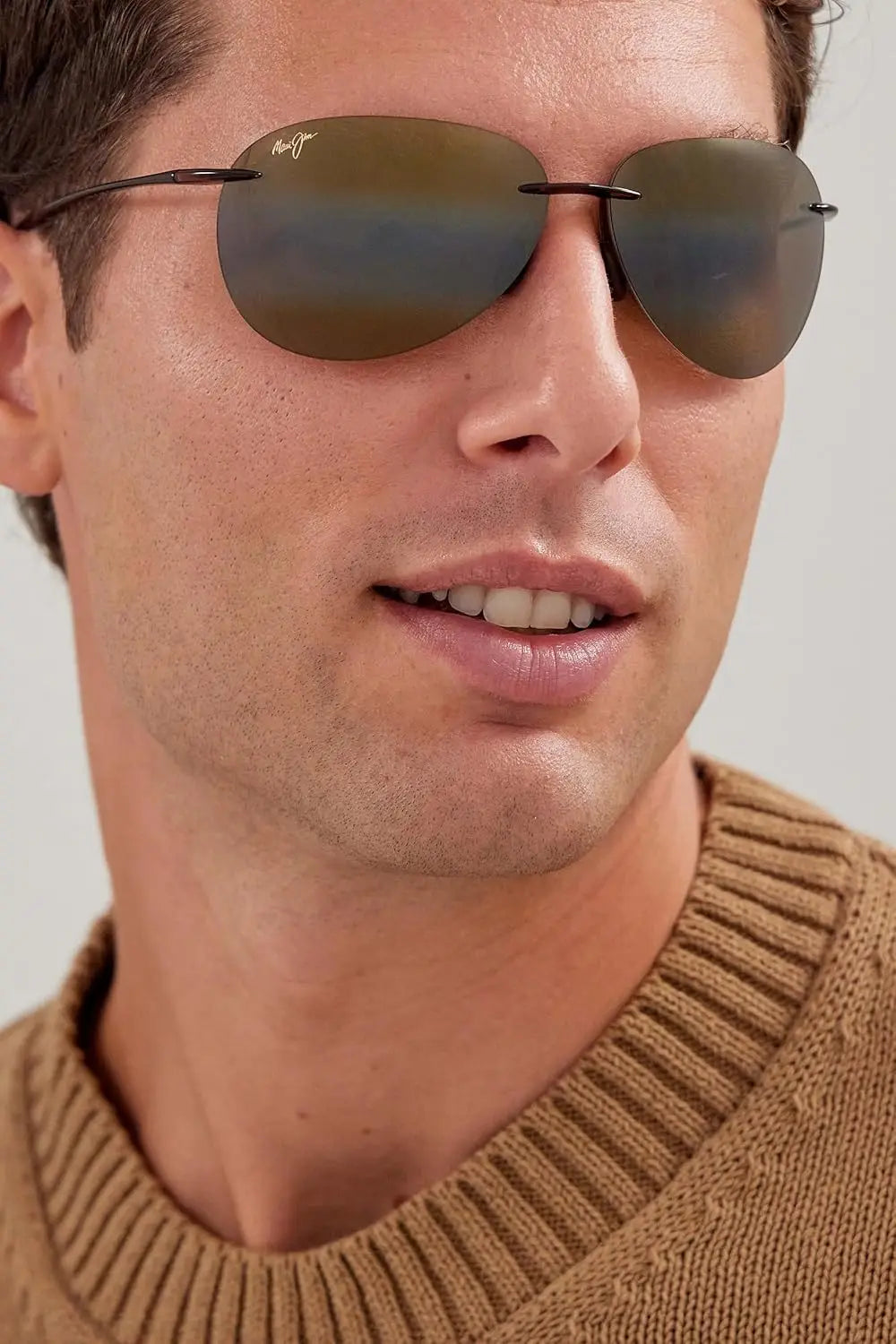 Polarized Rimless Sunglasses for Men and Women, UV Protection, Lightweight Design