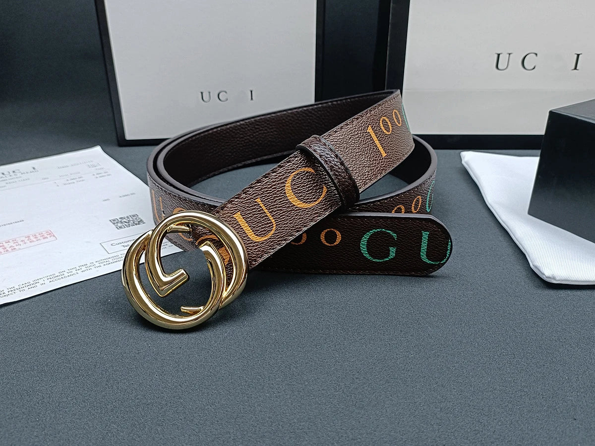 Italian High-end Genuine Leather Men's Belt, Classic Printed Business Belt, Personalized Double G Belt, Multi-functional