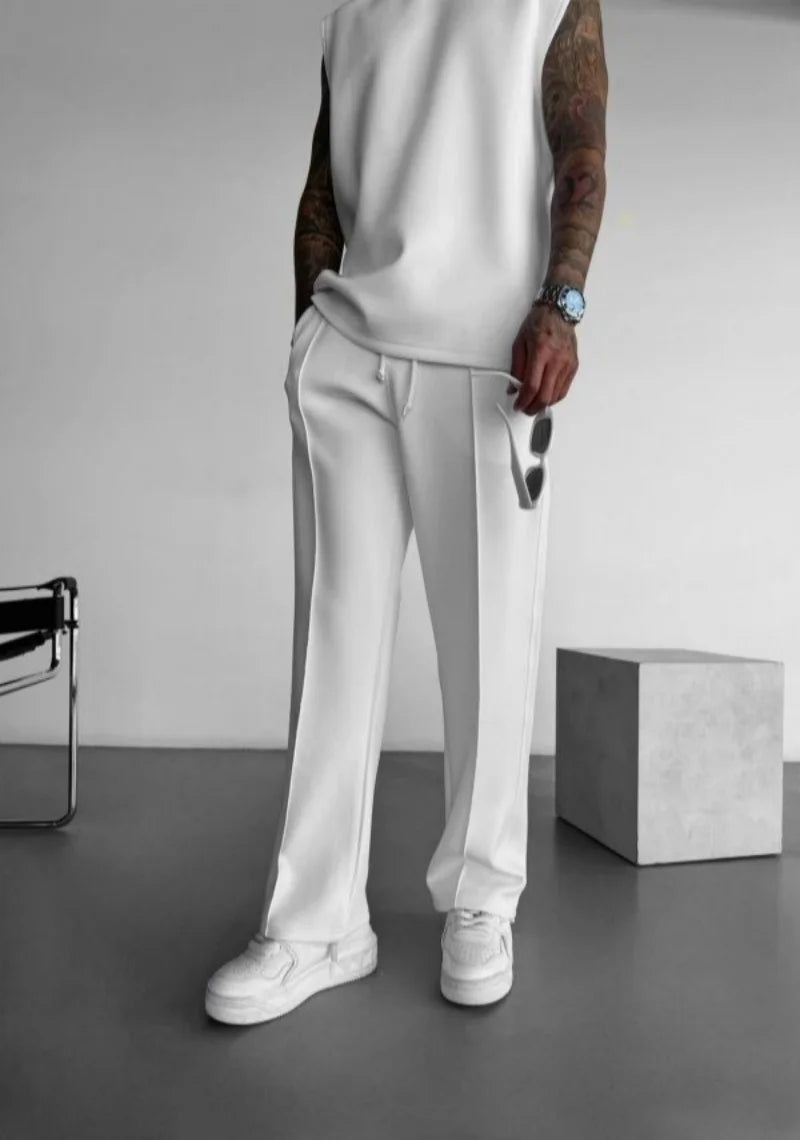 Men's Elastic Waist Drawstring Casual Pants With Pockets
