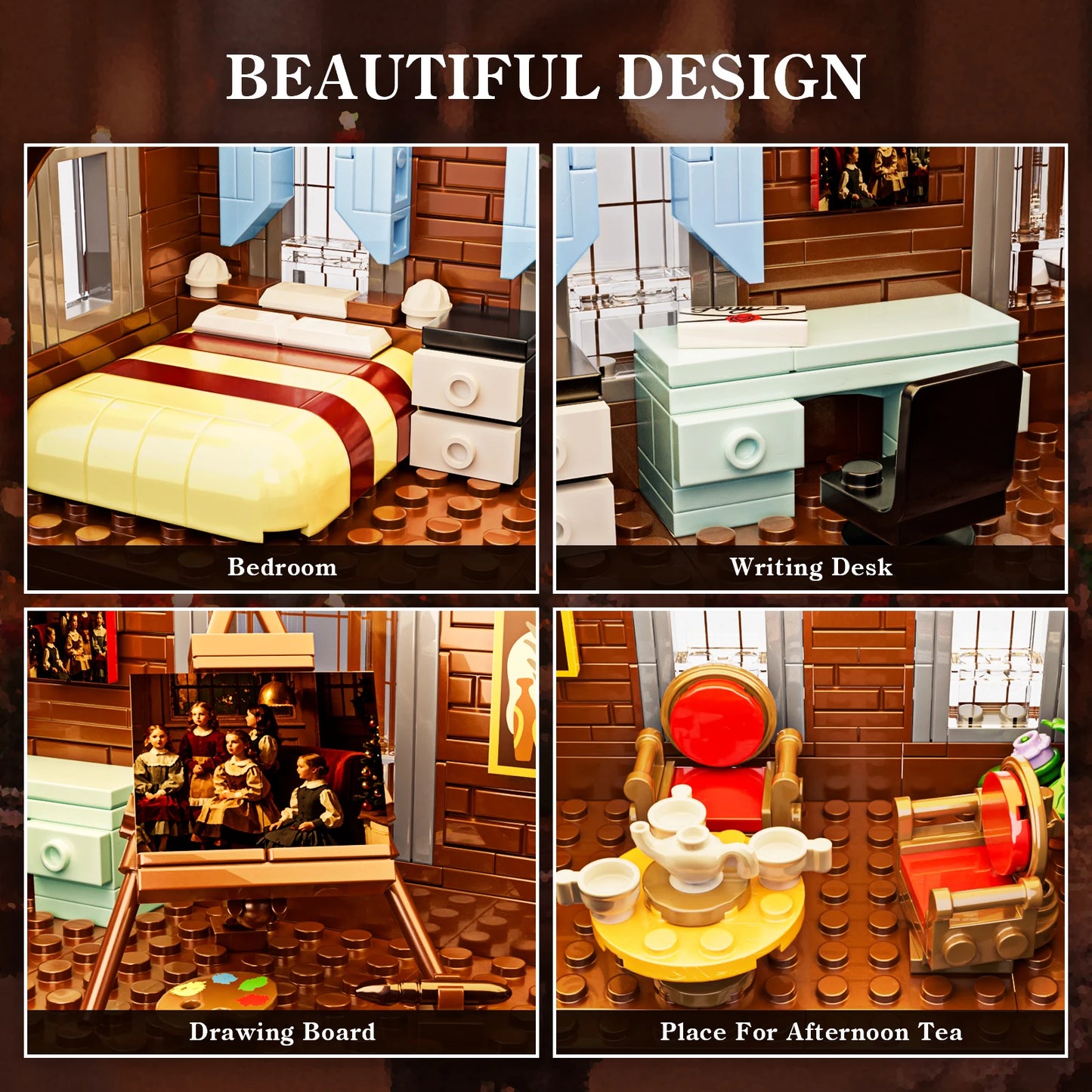 Orchard House Little Women Home Building Block Set Winter Village Bricks Model Toys Christmas Gifts for Family Adults(1445 PCS)