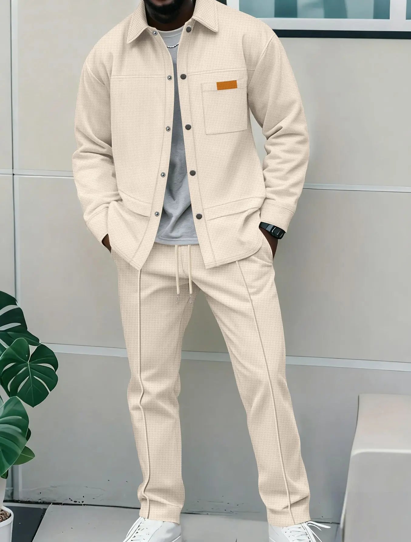 NONECN Flight Jacket Men's Casual Autumn Winter Two-Piece Set