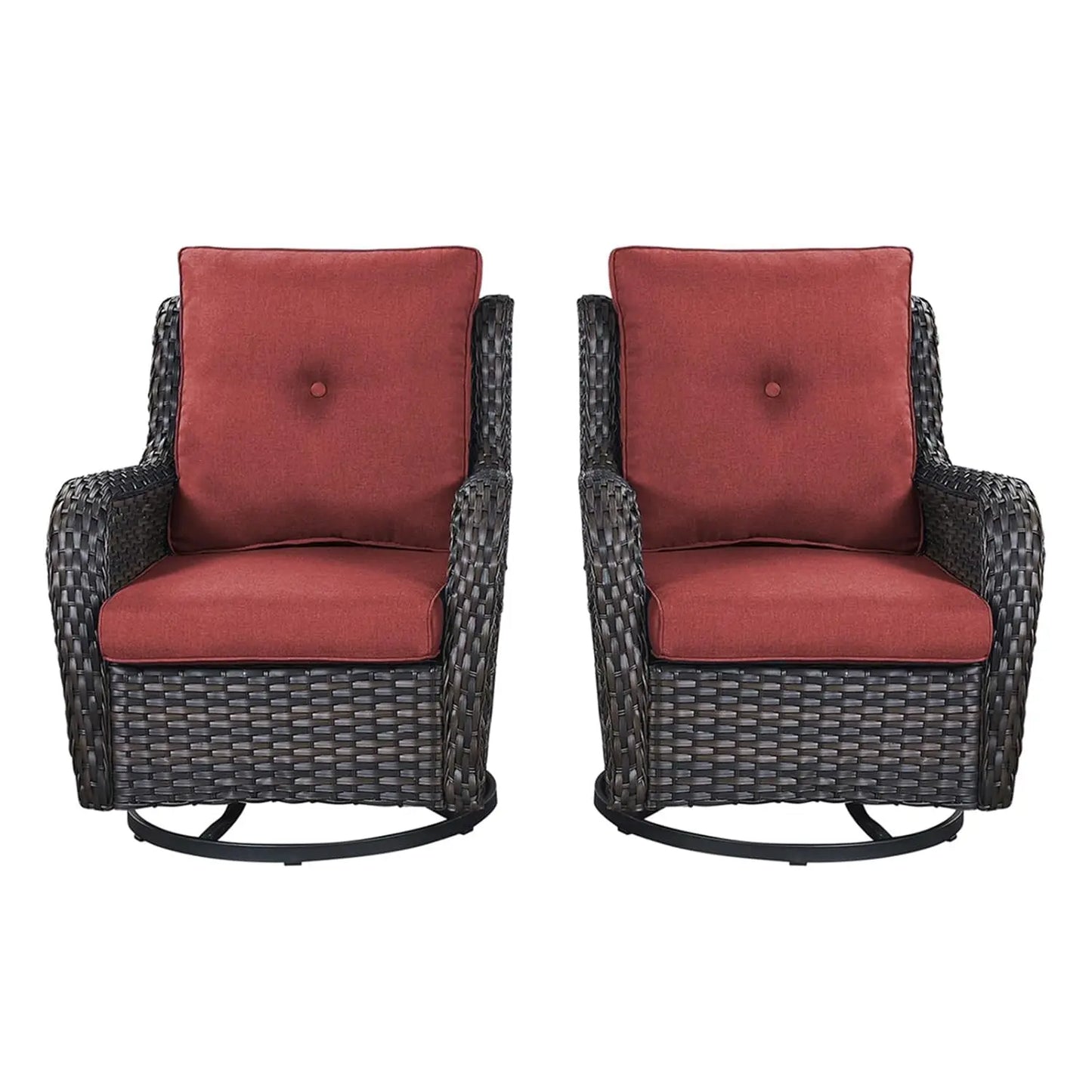 Wicker Rocking Chair Swivel Chairs - 2 Piece Rocker Patio Chairs Set Rattan Rocking Chair for Outdoor Porch Deck, Customized