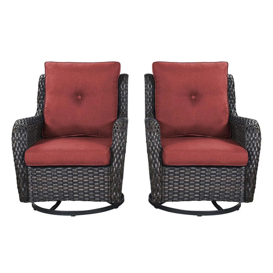 Wicker Rocking Chair Swivel Chairs - 2 Piece Rocker Patio Chairs Set Rattan Rocking Chair for Outdoor Porch Deck, Customized