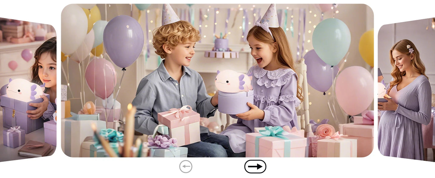 Night Light for Kids,Cute Purple Axolotl Lamp ,LED Squishy Nursery Nightlight,  Soft Silicone Novelty Animal Bedside Lamp