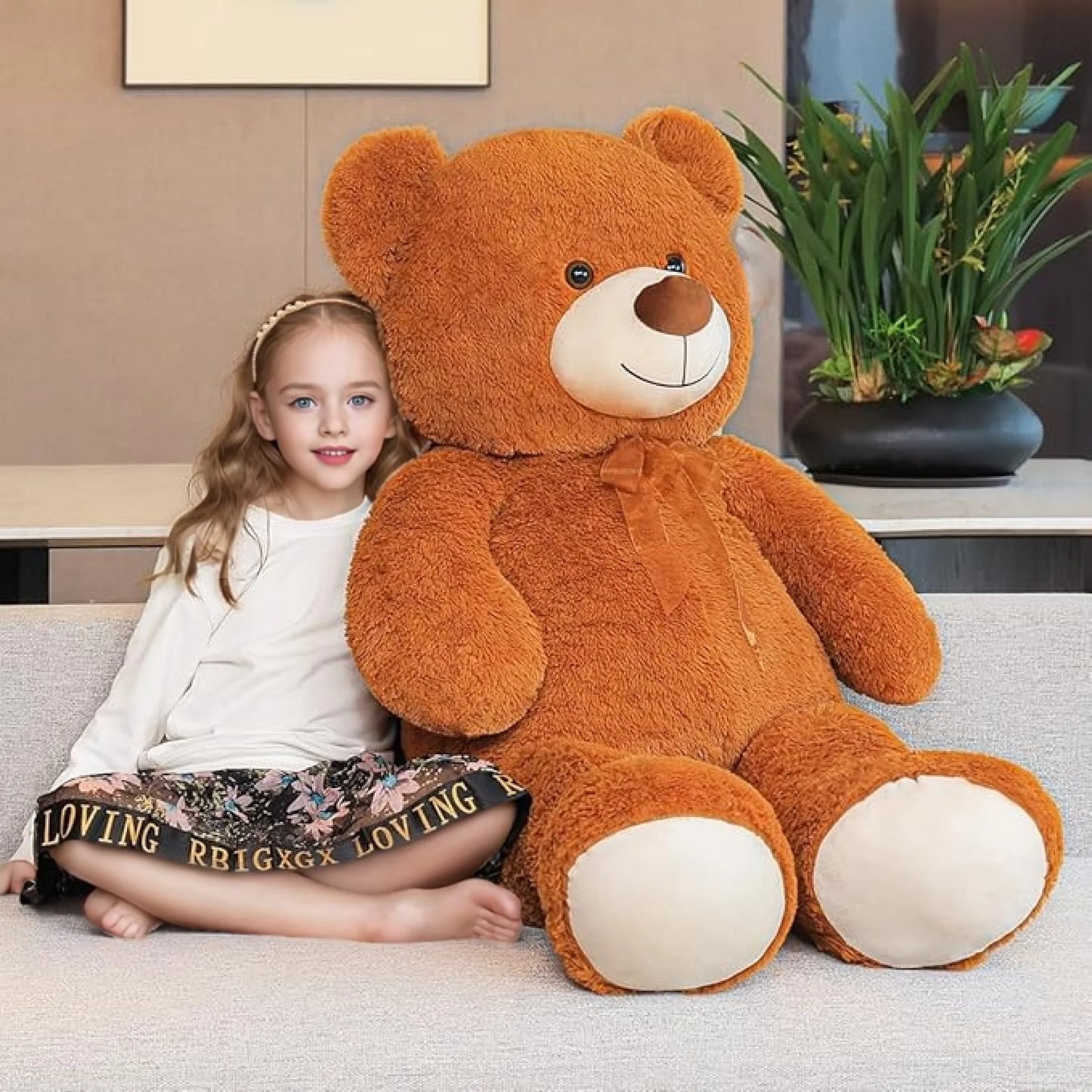 SNOWOLF Giant Teddy Bear Stuffed Animal 51in Cute Brown/Beige Valentine's Bear for Girlfriend Boyfriend Mom Birthday