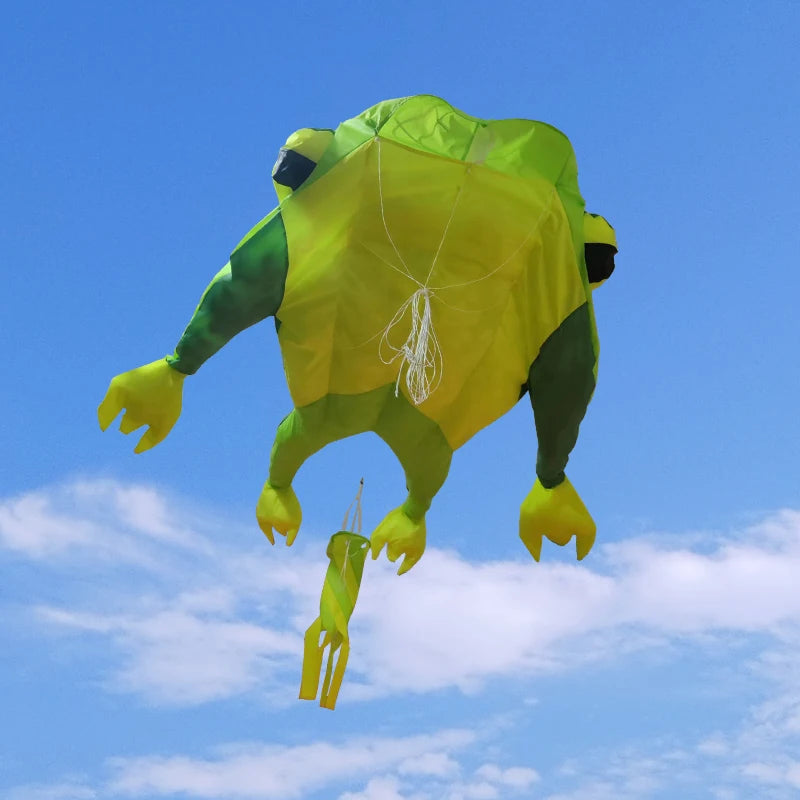 Large 3D frog soft kite, adult outdoor lawn activity game kite, easy to fly on seaside beach, large soft kite
