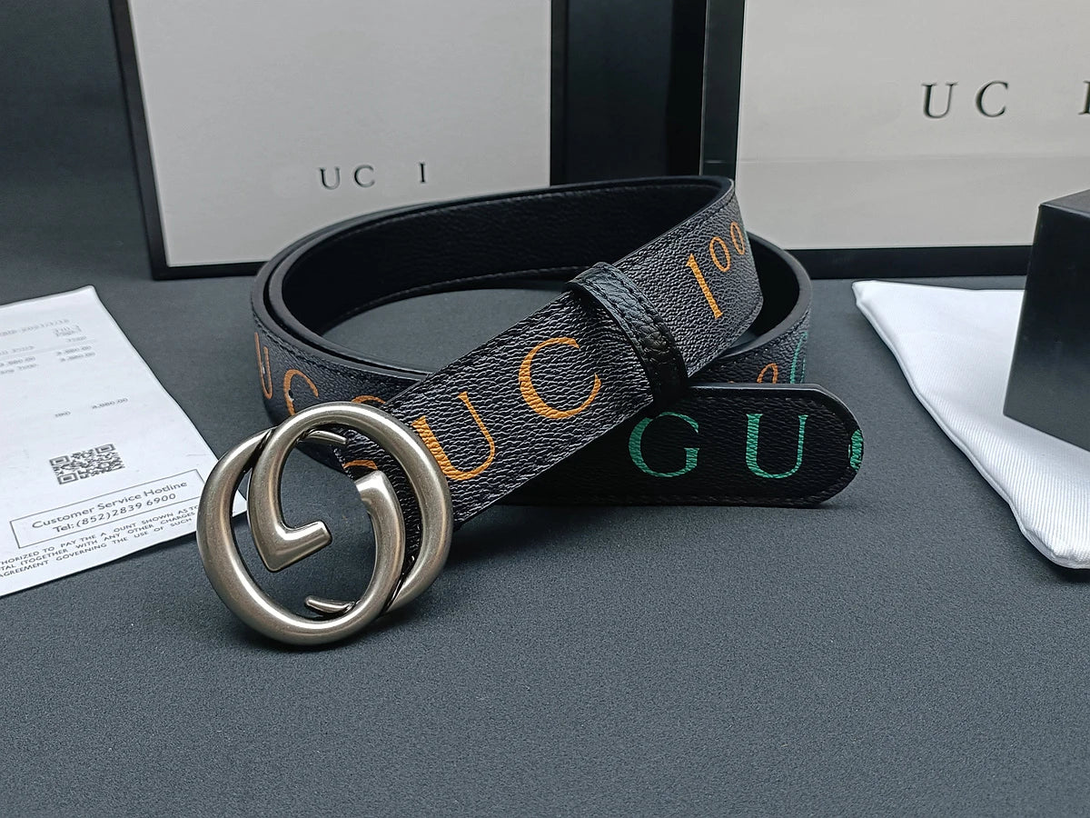 Italian High-end Genuine Leather Men's Belt, Classic Printed Business Belt, Personalized Double G Belt, Multi-functional