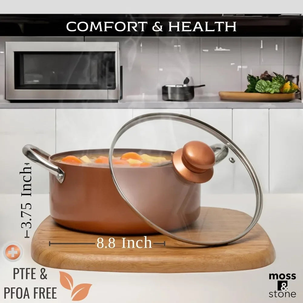7 Pcs Copper Pots And Pans Set, Copper Chef Cookware Non Stick