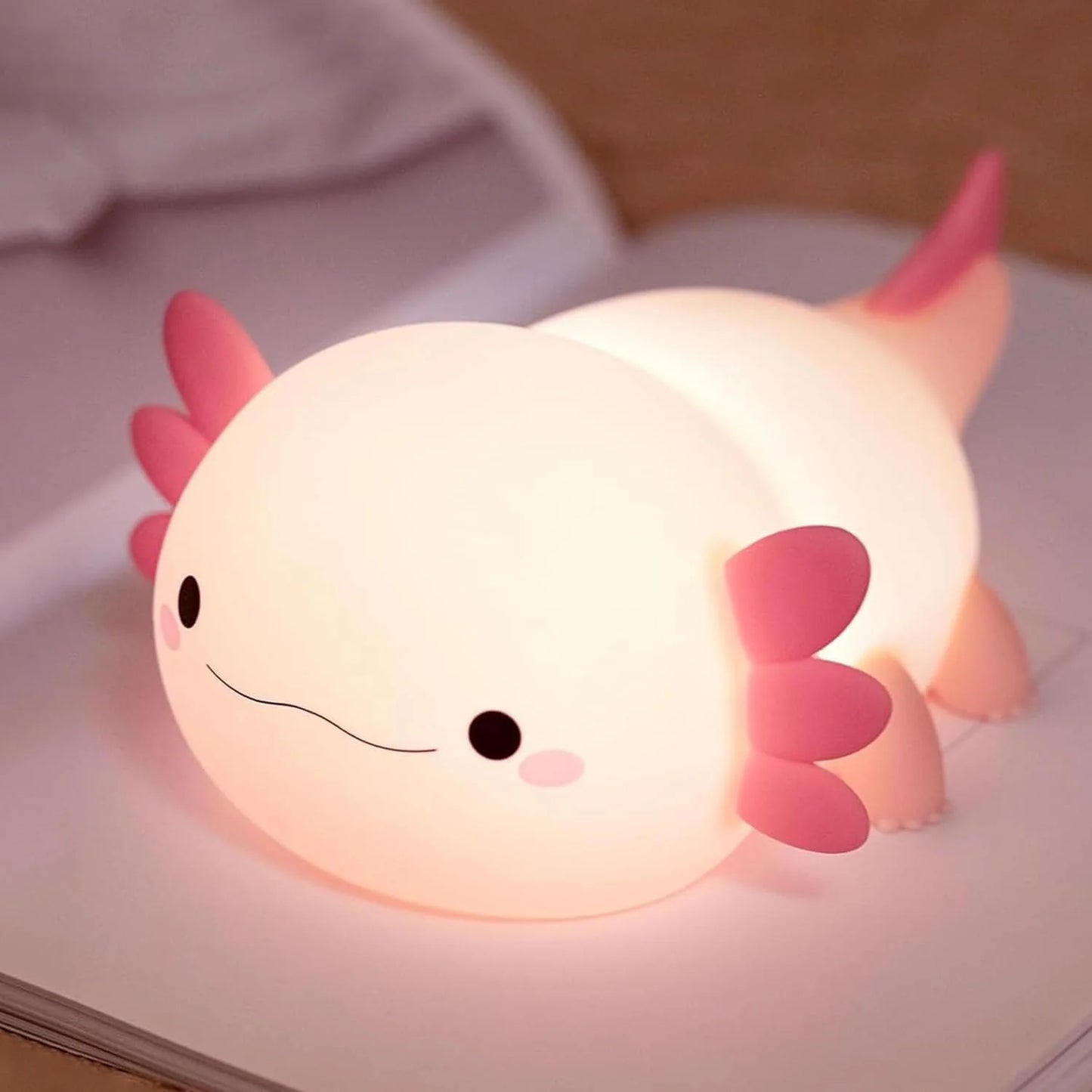 Night Light for Kids,Cute Purple Axolotl Lamp ,LED Squishy Nursery Nightlight,  Soft Silicone Novelty Animal Bedside Lamp