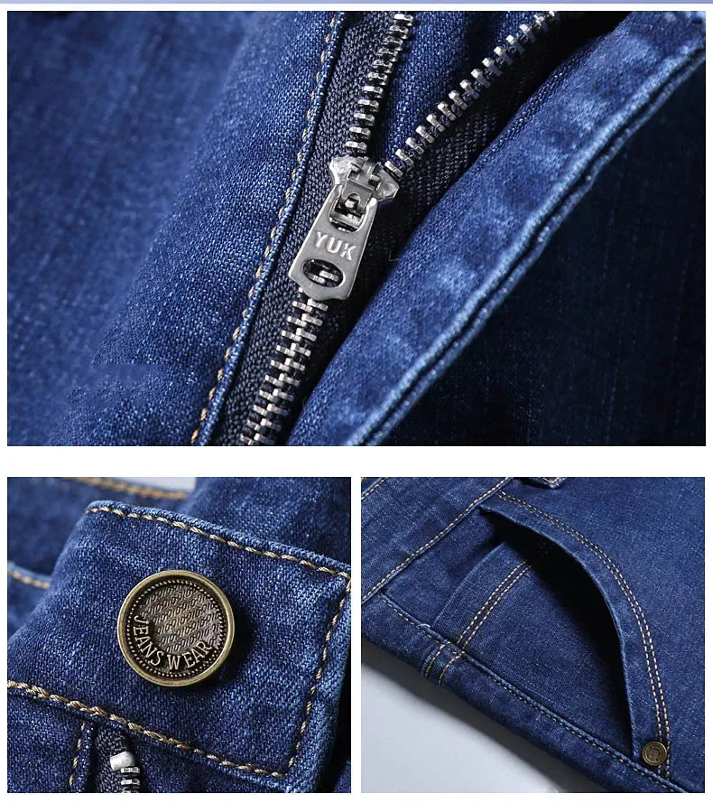 2025 Men's New Men's Fashion Casual Jeans Classic Style Casual Stretch Slim Fit Jeans Men's Denim Pants Black Blue Men's Style