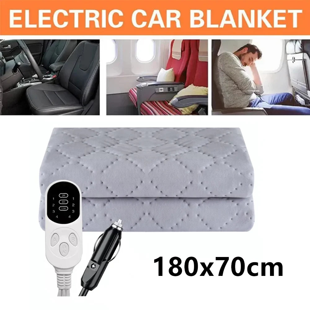 12V Car Electric Heating Blanket Plush 180x70cm Thicker Heated Mattress Auto Sleeper Warm Heater Adjustable Temperature Pad