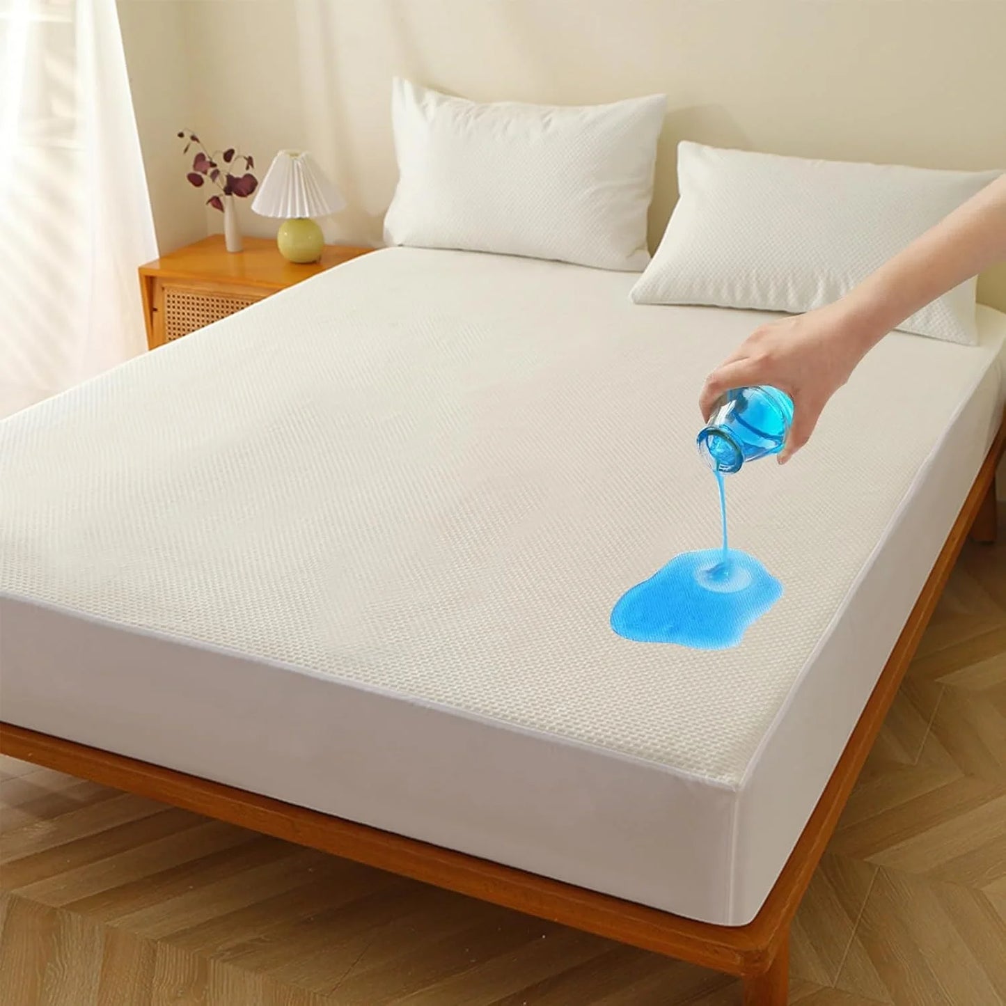 Home Luxury 3 Pieces Sets Bamboo Fiber Waterproof Twin Full Queen King Bed Sheets Bedding Mattress Topper Protector Set