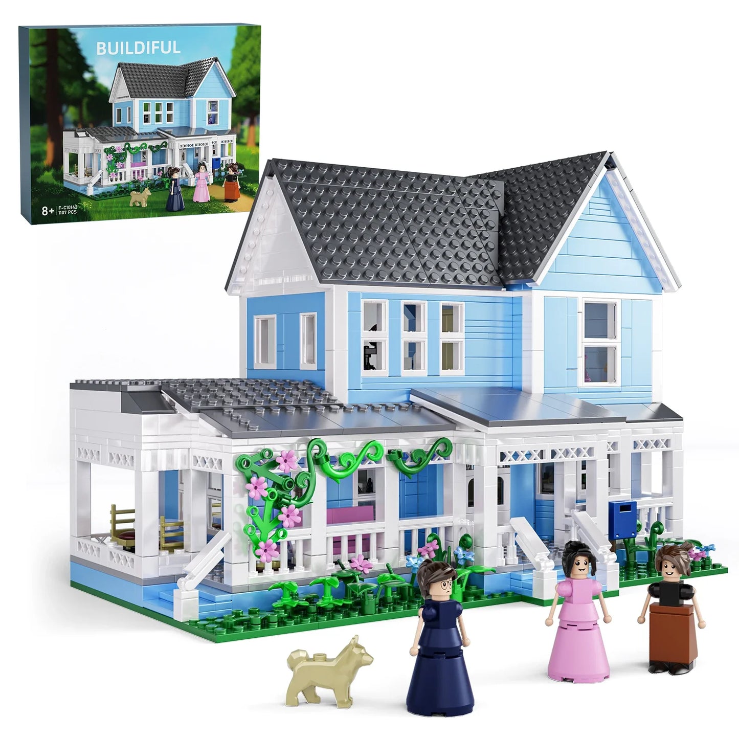 Lorelai Girls Movie House Building Block Girls Blue Palace Model Toys Ideas Hut Set Children Gifts (1107PCS)