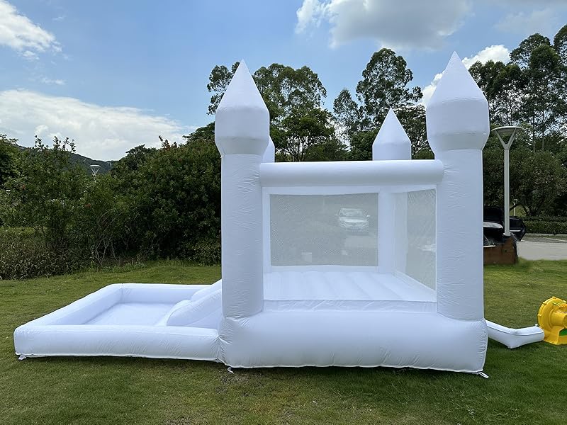 Kids 8x13x8ft Soft Play White Bounce House With Slide Ball Pit Party Customization Inflatable Mini Bouncy Castle With Blower